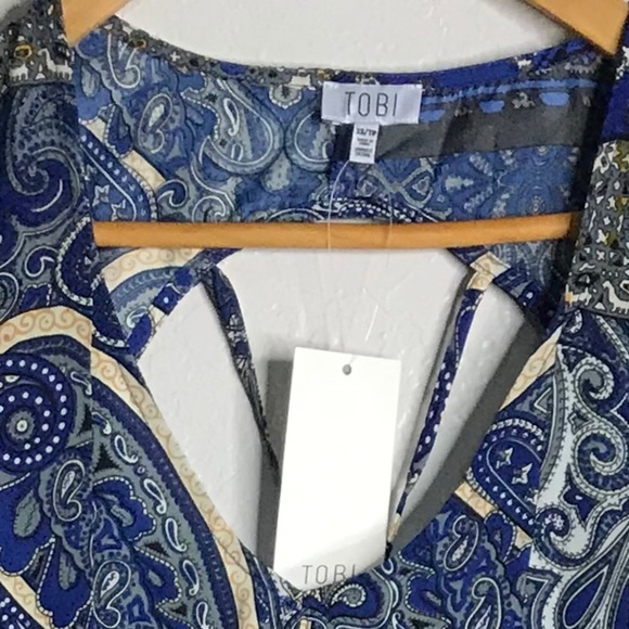 TOBI Blue Maxi Side Splits Open Back Paisley Dress - Picture 6 of 6